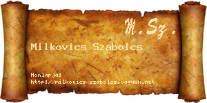 Milkovics Szabolcs névjegykártya